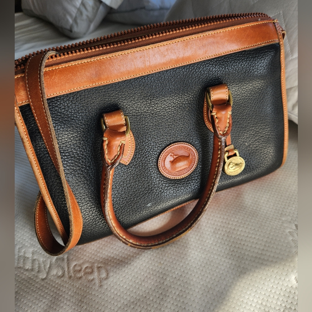 Vintage Dooney & Bourke Black Satchel with Cross Body Strap